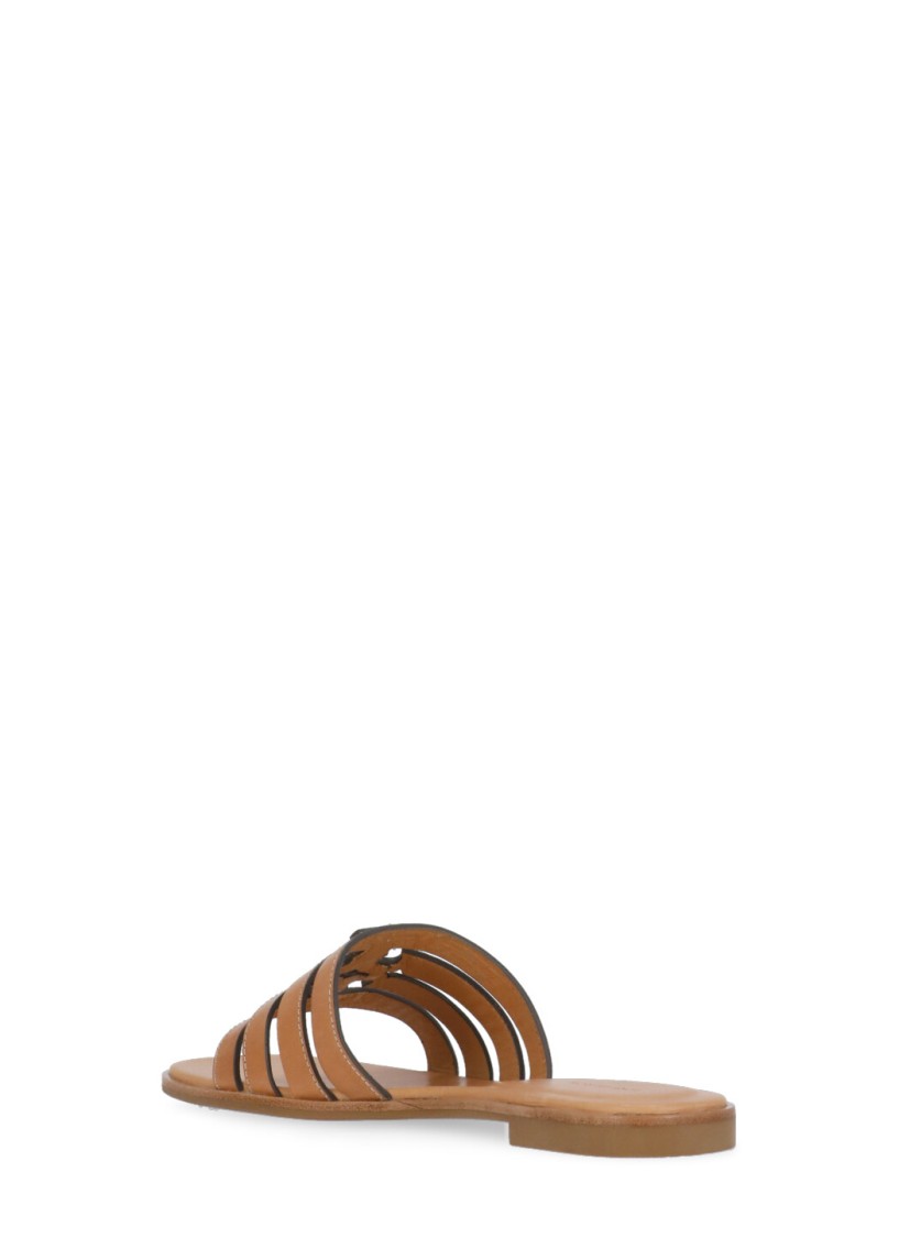 Shop Tory Burch Beige Ines Cage Slide Slippers In Brown