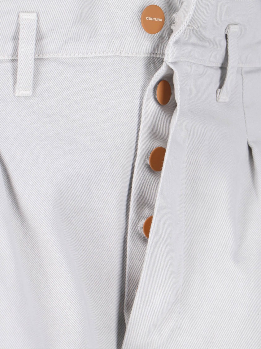 Cultura Grey Trousers With Cargo Pockets And Pleat Detail