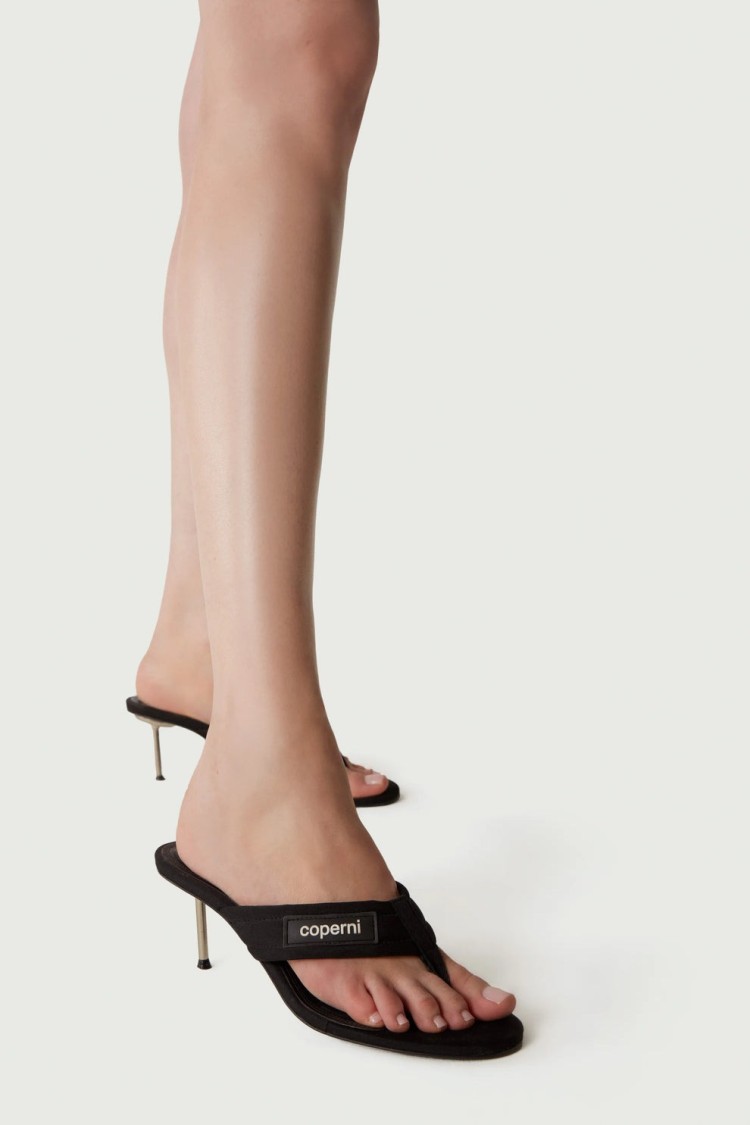 Coperni Black Fabric Sandals With Cushioned Thongs In Black