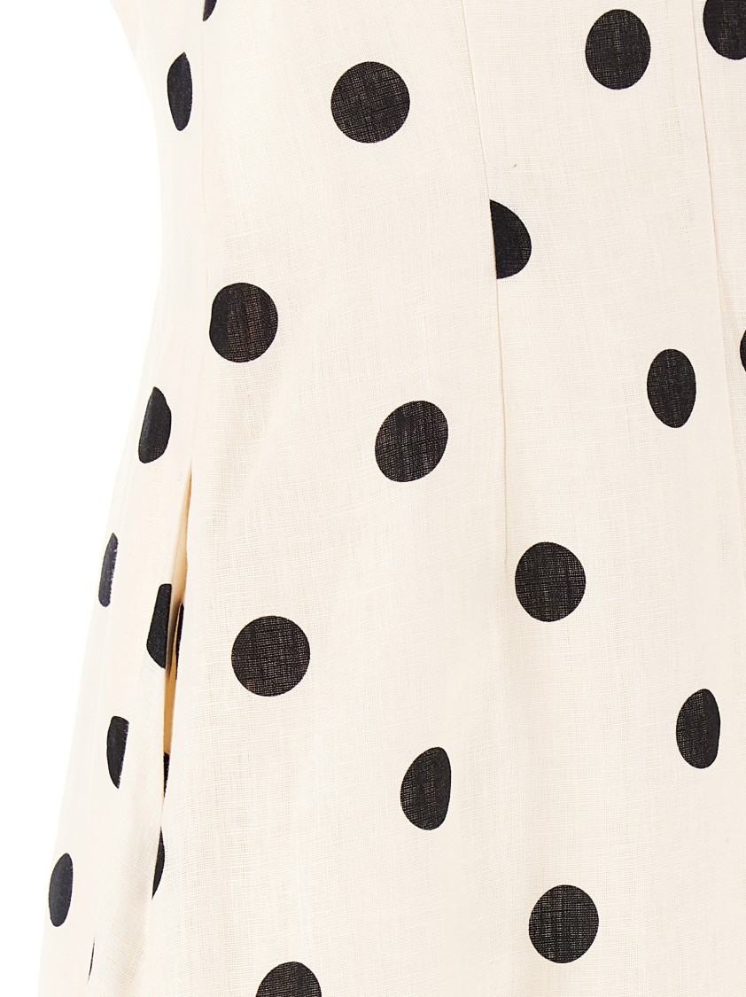 Zimmermann Polka-dot Bow-detail Linen Midi Dress In Multi