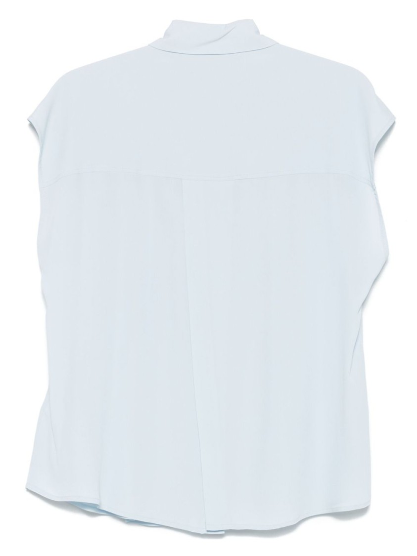 Shop Semicouture Semi Couture Short-sleeve Shirt With Soft Pleating Details