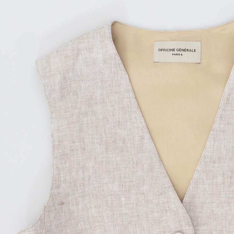 Officine Generale Tailored Beige Waistcoat With Adjustable Fit In Neutral