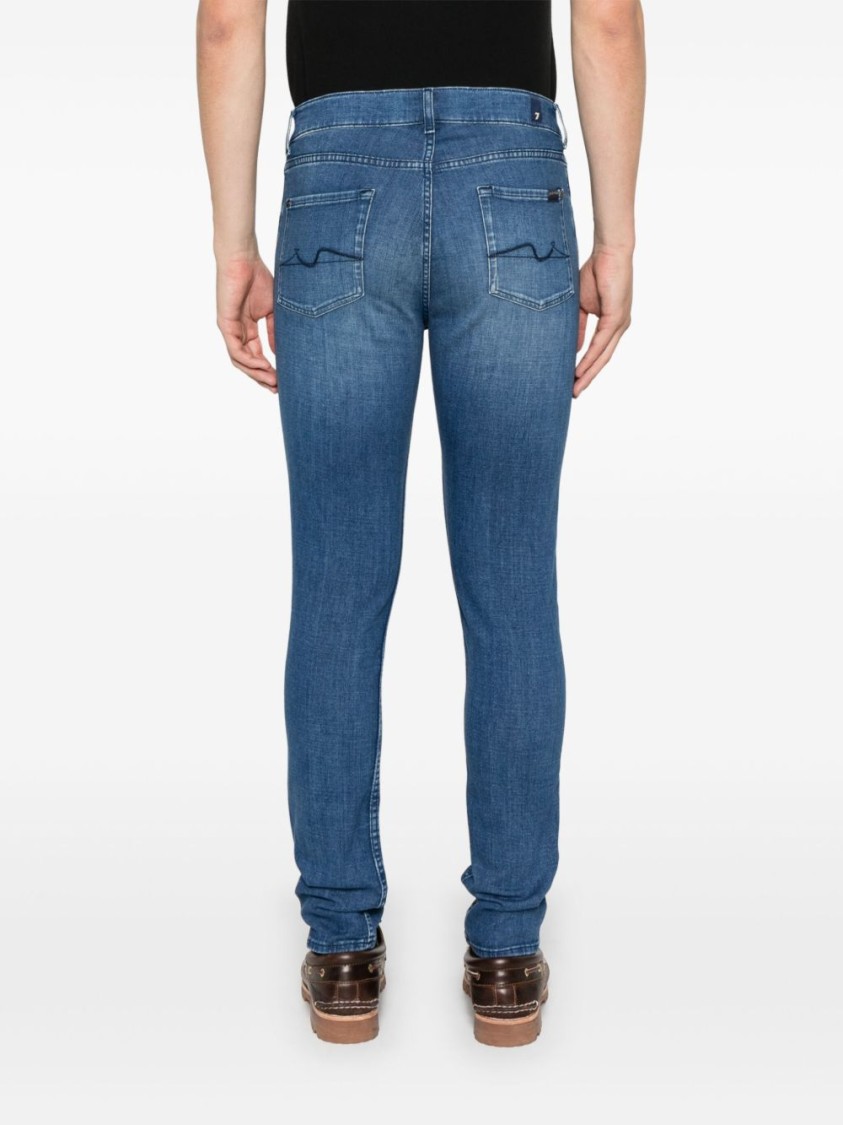 7 FOR ALL MANKIND 7 FOR ALL MANKIND SLIM FIT BLUE JEANS WITH WHISKERING EFFECT