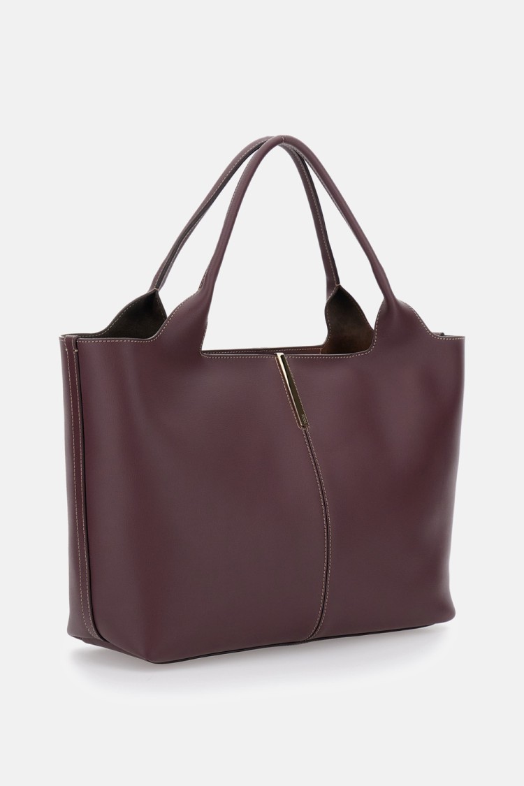 Tod's Medium-small Ebr Shopping Bag In Burgundy