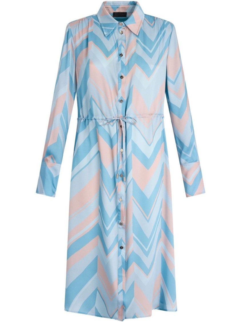 Liu •jo Liu Jo Chevron Pattern Midi Dress With Cinched Waist