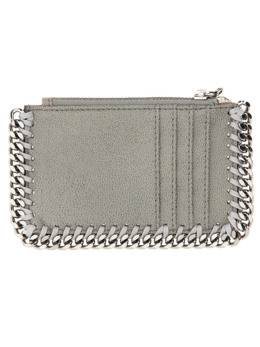 Stella Mccartney Falabella Zip Cardholder In Grey