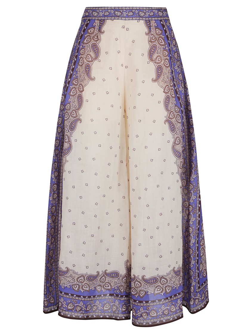 Shop Zimmermann Maxine Wide Leg Cropped Pant In Purple