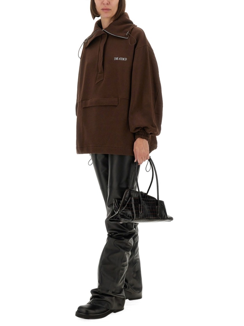Attico Oversized Blouson With High Collar In Brown