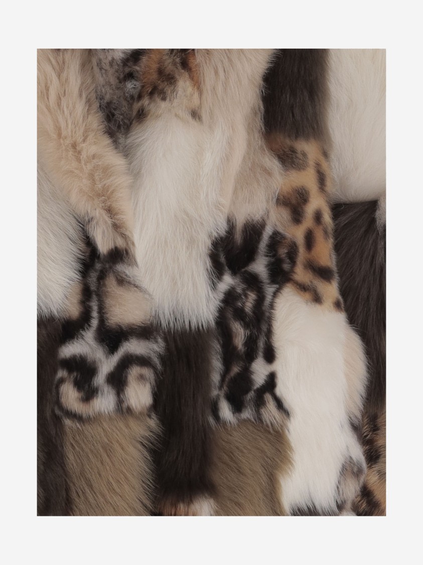 Blancha Color-block Shearling Jacket With Long Sleeves In Multi