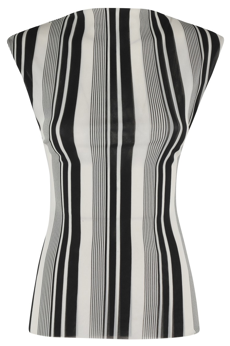 Shop Philosophy Di Lorenzo Serafini Stretch Tulle Fabric With Striped Top In Grey
