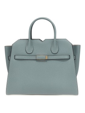 Valextra Niagara Blue Calf Leather Mochi Pouch Bag Clutch