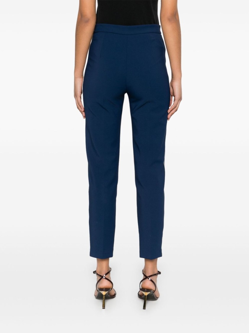 Shop Elisabetta Franchi High-waisted Blue And White Tailored Trousers