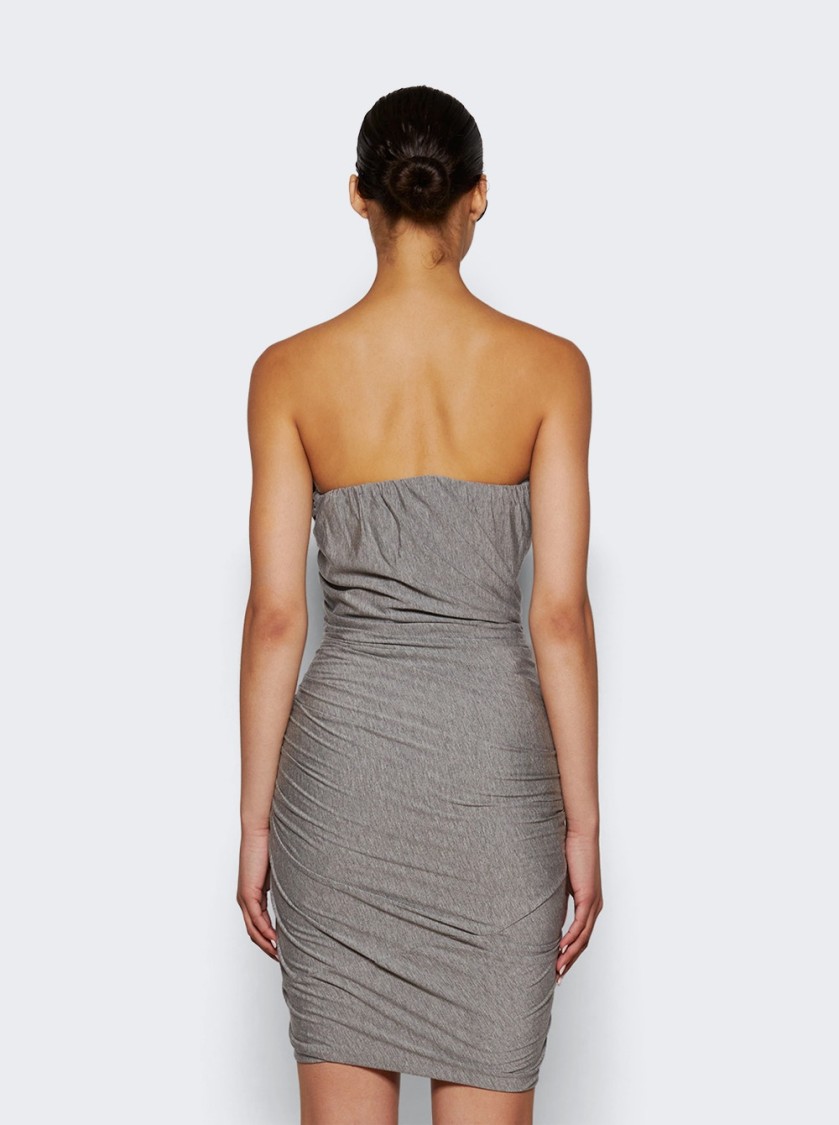 Shop Attico The Strapless Mini Dress With Ruched Design In Grey