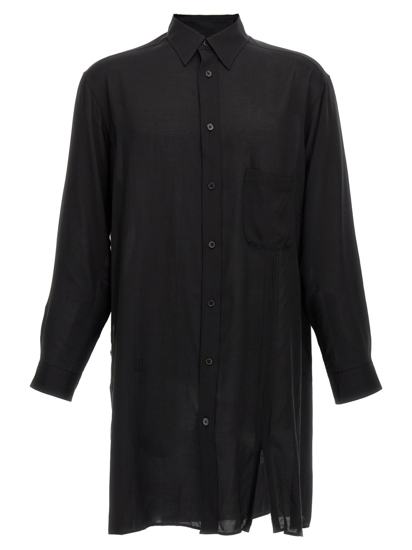 Yohji Yamamoto 'cellulose Lawn Zip Button Blouse' Shirt In Black