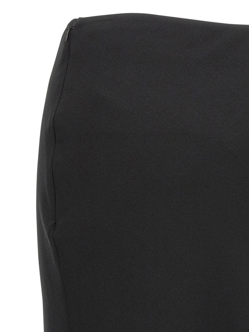 Alessandra Rich Fluid Black Silk Crepe Maxi Skirt With Lined Elegance In Black