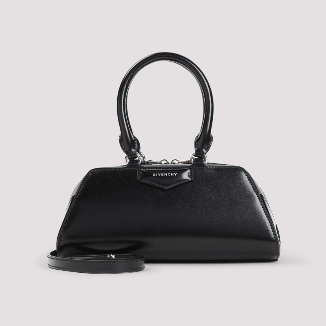 Givenchy Mini Antigona Ew Top Handle Bag In Calf Leather In Black