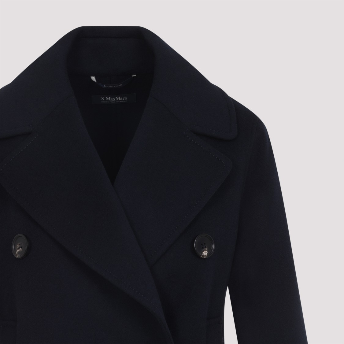 Max Mara Double-breasted Virgin Wool Coat With Tailored Fit In Blue