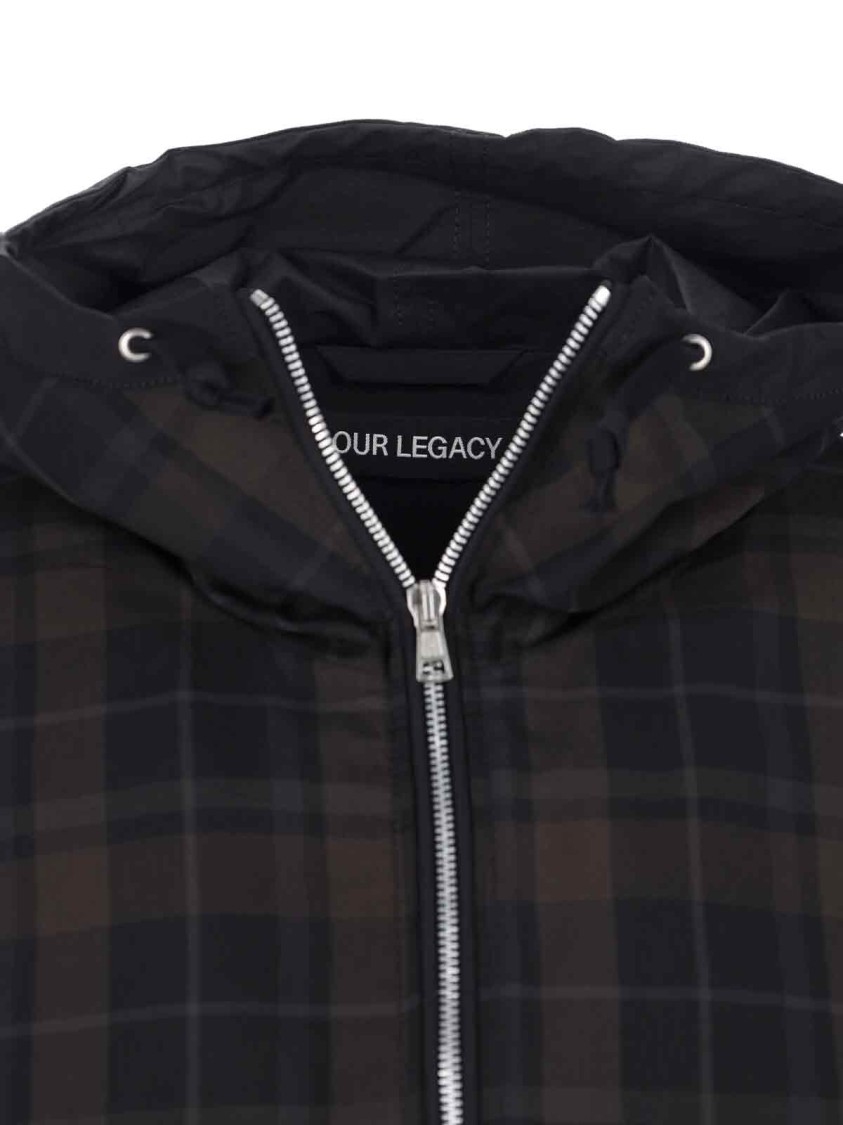 Our Legacy Riviera Checked Shell Hooded Jacket In Brown
