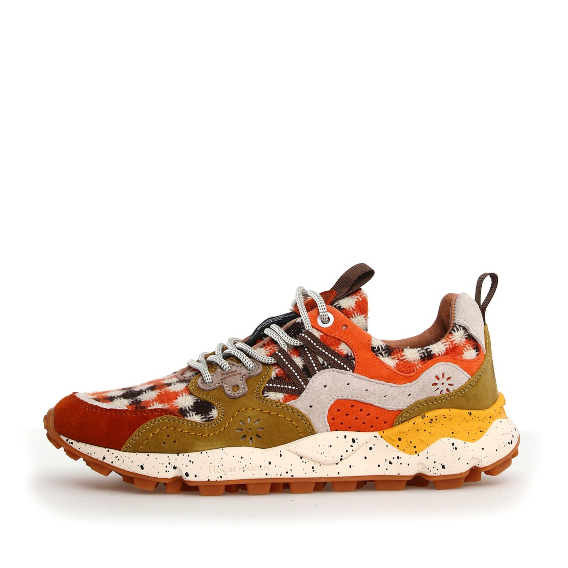 Flower Mountain Yamano 3 Sneakers In Burnt Suede With Orange Accents In Multicolor