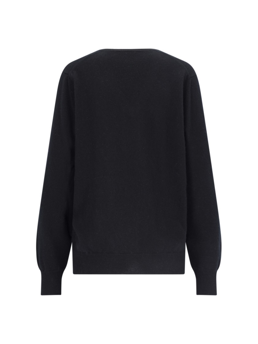 Canessa V-neck Sweater In Black Cashmere Ribbed Trim