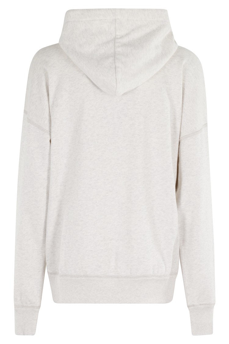 Isabel Marant Étoile Oversized Ecru Hoodie With Front Logo And Drawstring Hood In White