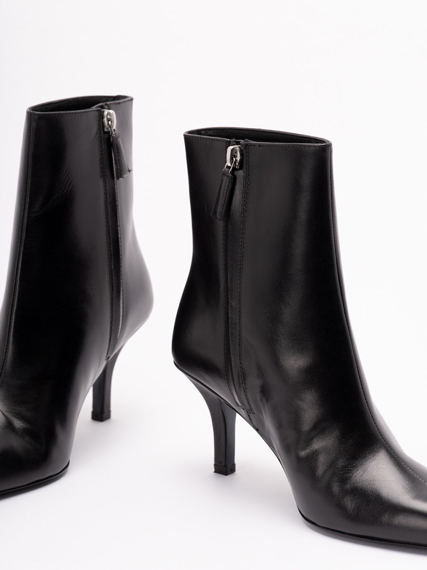 Patrizia Pepe 75mm Leather Ankle Boots In Black