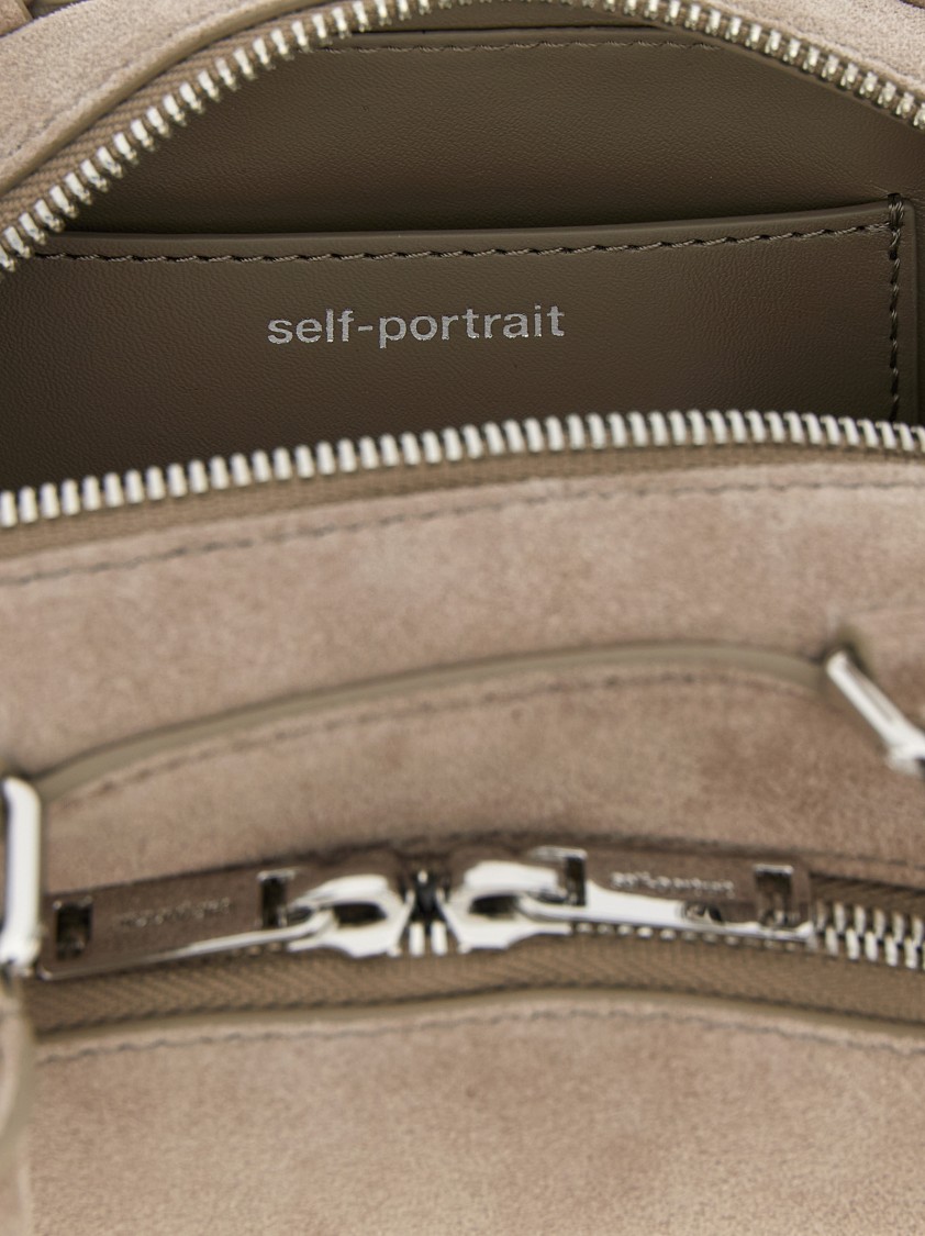 Self-portrait 'suede Mini With Charm' Shoulder Bag In Gray