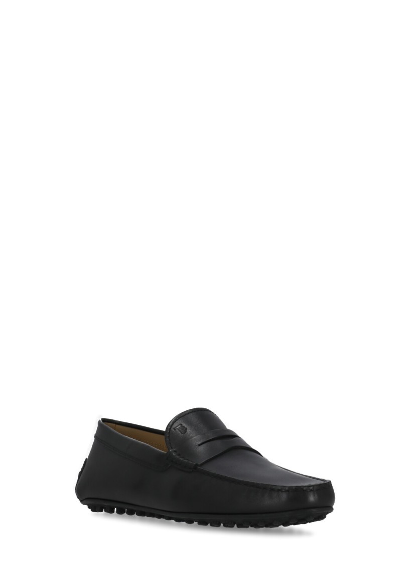 Tod's Black Smooth Leather Loafers In Black