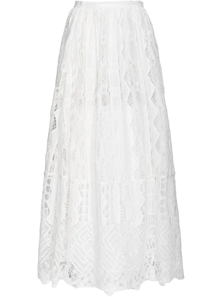 Pinko Flowing Maxi Skirt With Intricate Lace Detailing