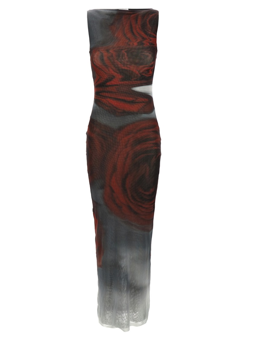 Jean Paul Gaultier The Long Red Blurry Tulle Maxi Dress In Red