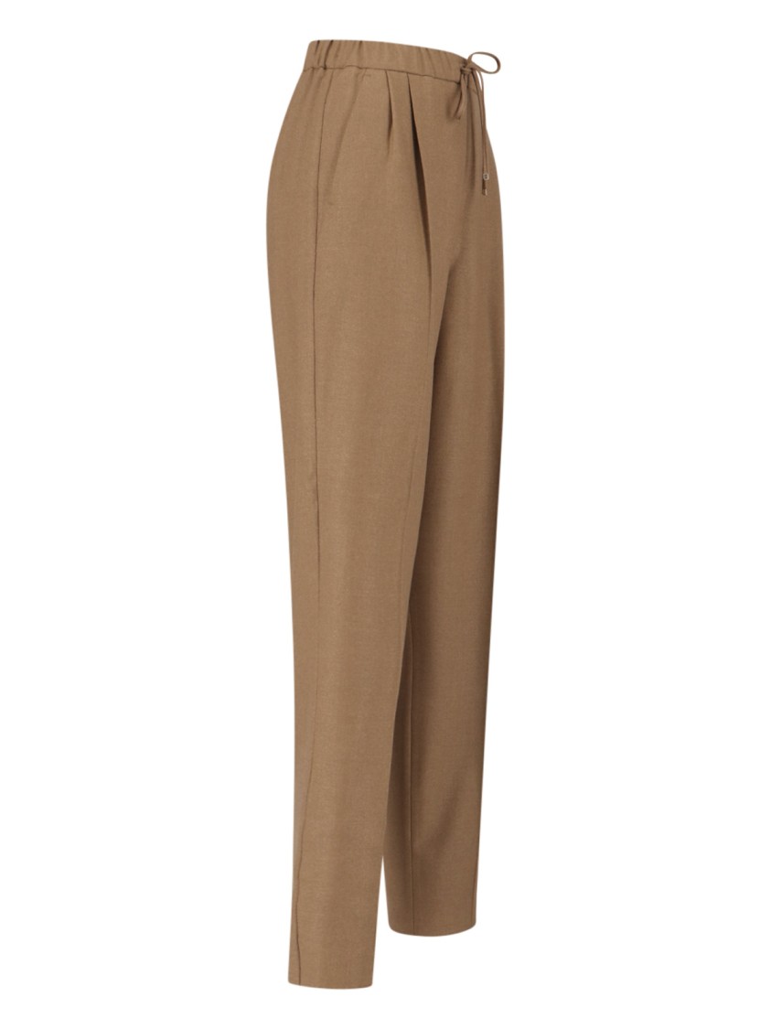 Max Mara Trousers Straight Leg Elastic Waistband In Brown
