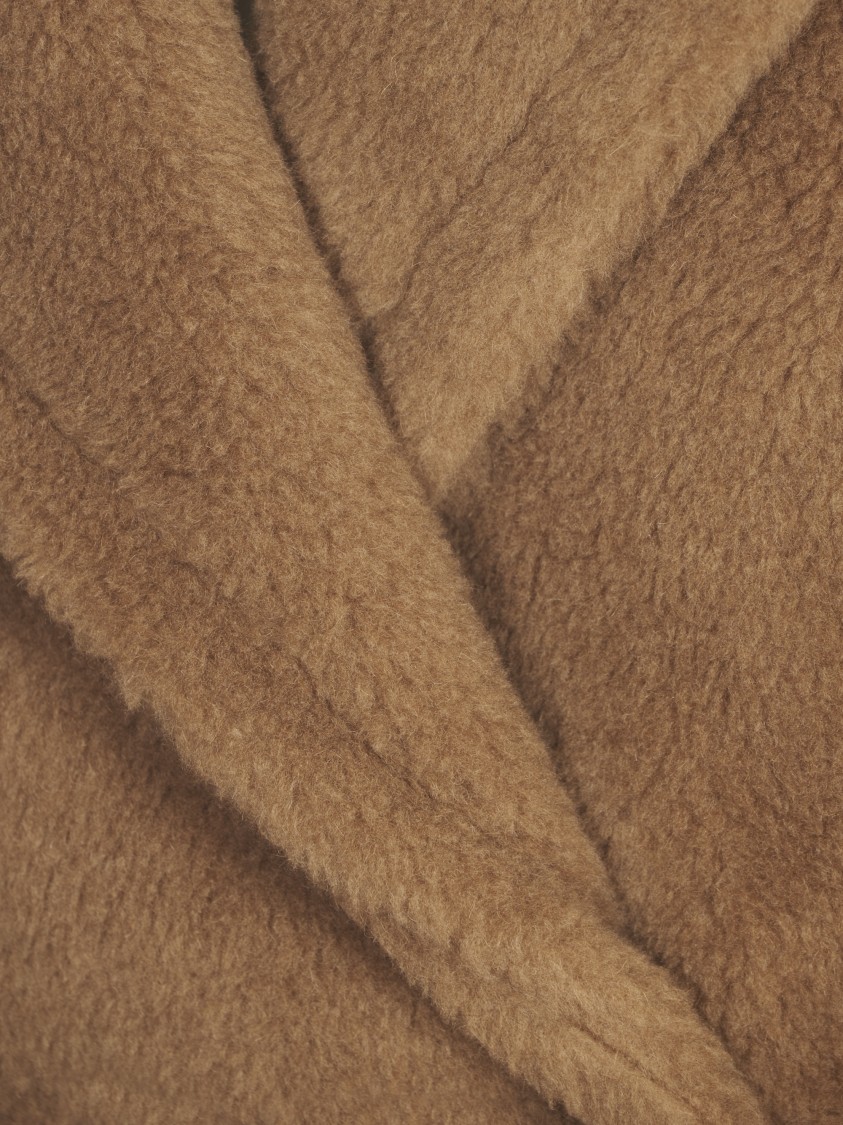 Max Mara Textured Camel Coat With Classic Lapel In Brown