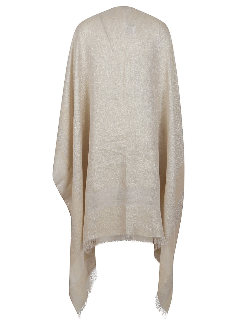 Peserico Intricately Woven Kimono Scarf With Lurex Detailing In Neutrals