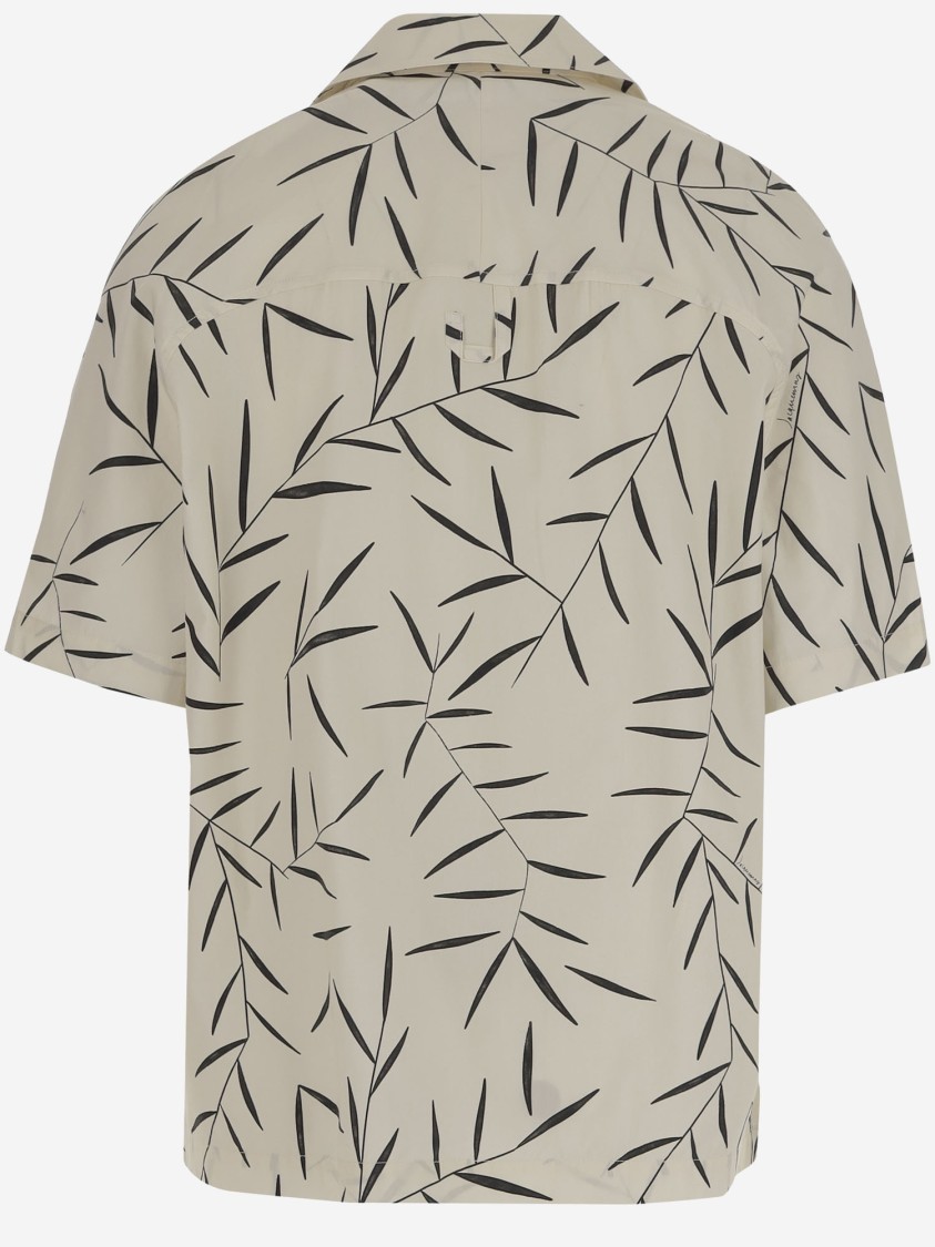 Jacquemus Cotton Poplin Shirt With Foliage Print And Embroidered Logo In Gray