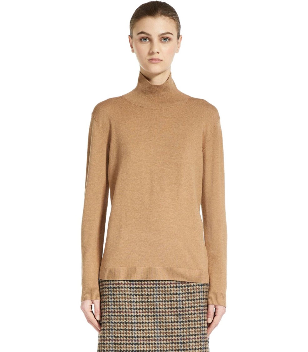 Max Mara Kiku Camel Turtleneck Sweater In Neutral