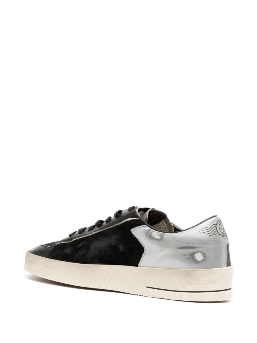 Golden Goose Black Leather Sneakers With Textured Detailing