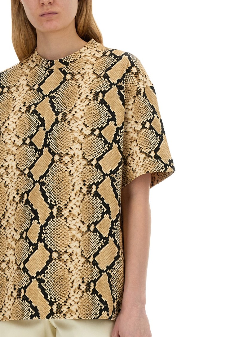 Shop Jil Sander Relaxed Fit T-shirt With Snake Skin Motif In Brown