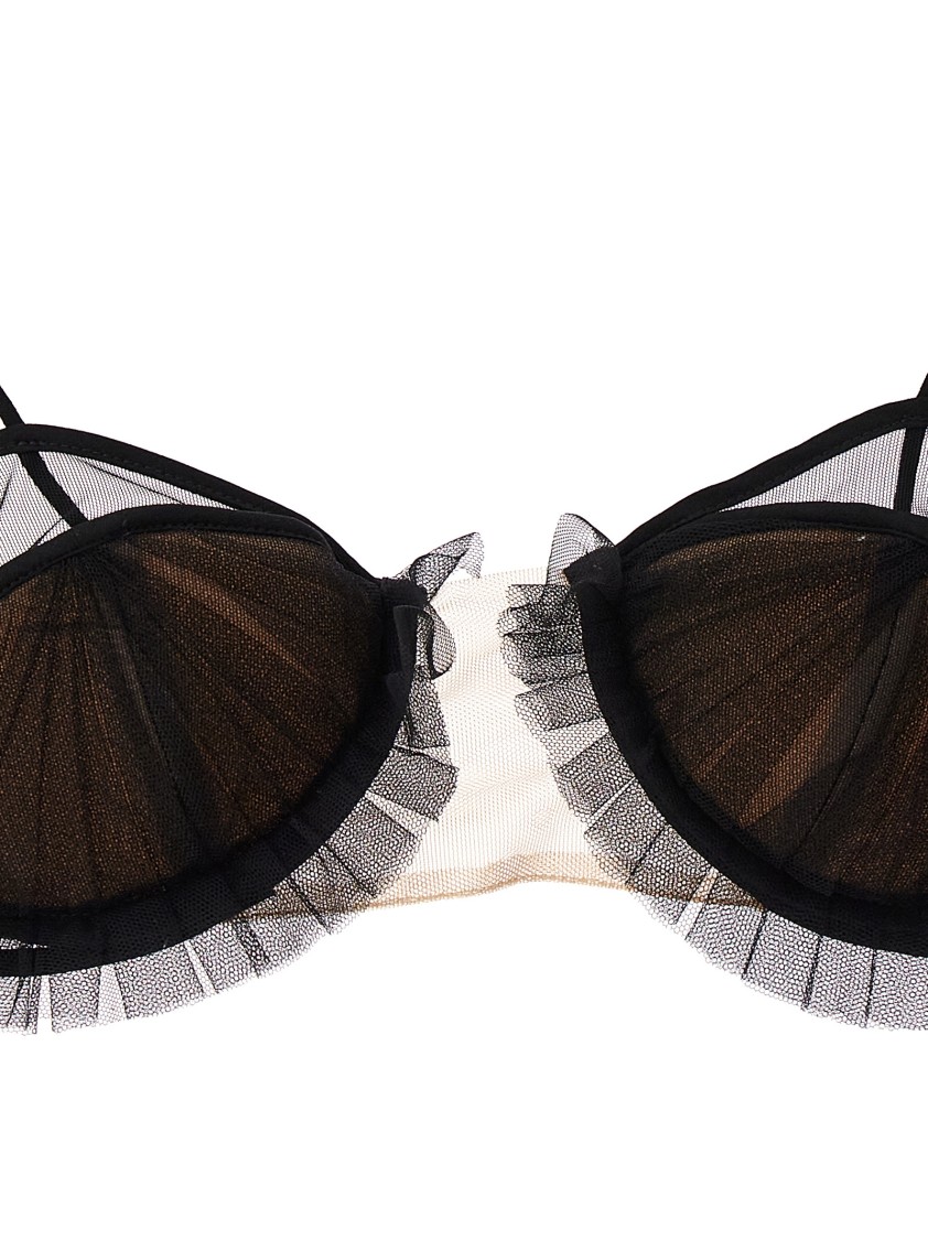 Nensi Dojaka Black Transparent Tulle And Silk Blend Georgette Bra In Black