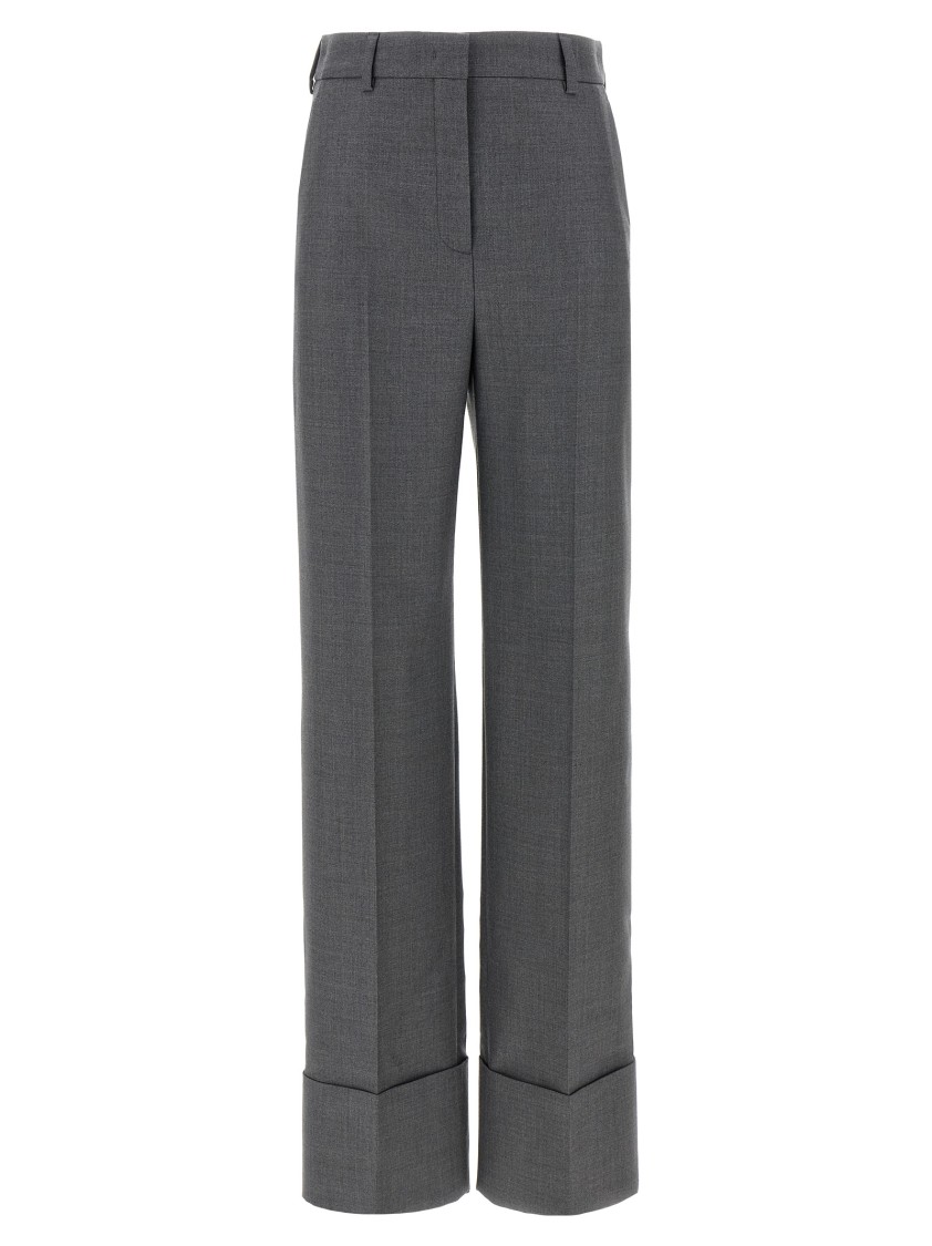 Valentino Garavani Wide-leg Virgin Wool Trousers With Maxi Turn-up In Black