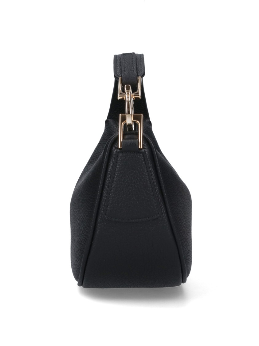 Ferragamo Mini Hobo Bag With Gold Gancini Accent In Black