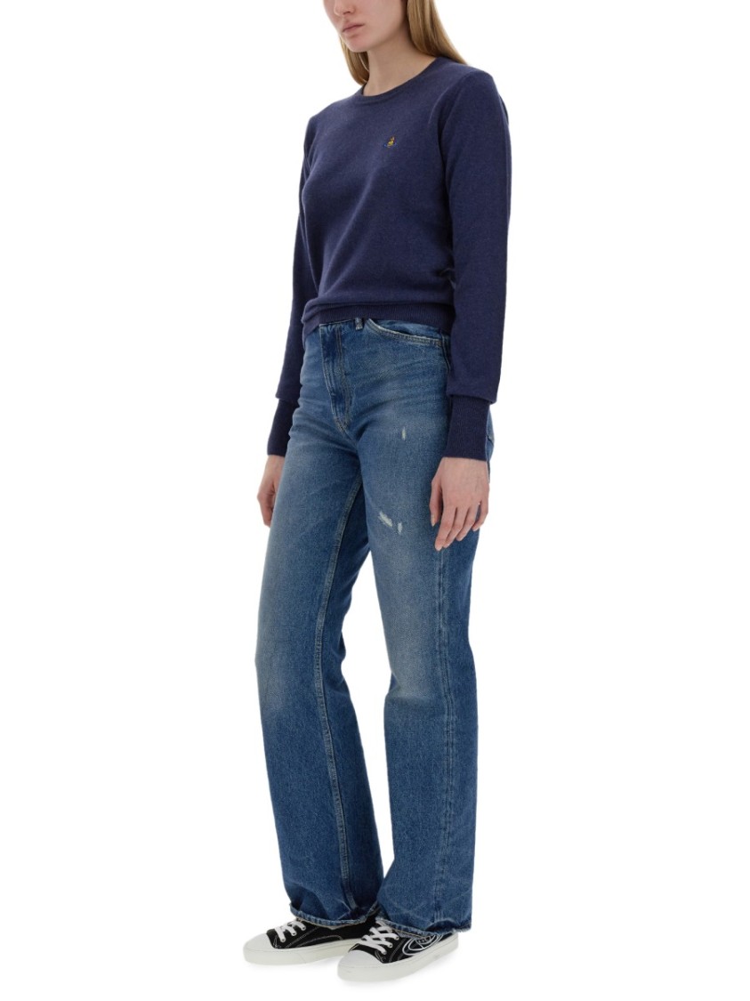 Vivienne Westwood Bea Cardigan With Logo Embroidery In Blue