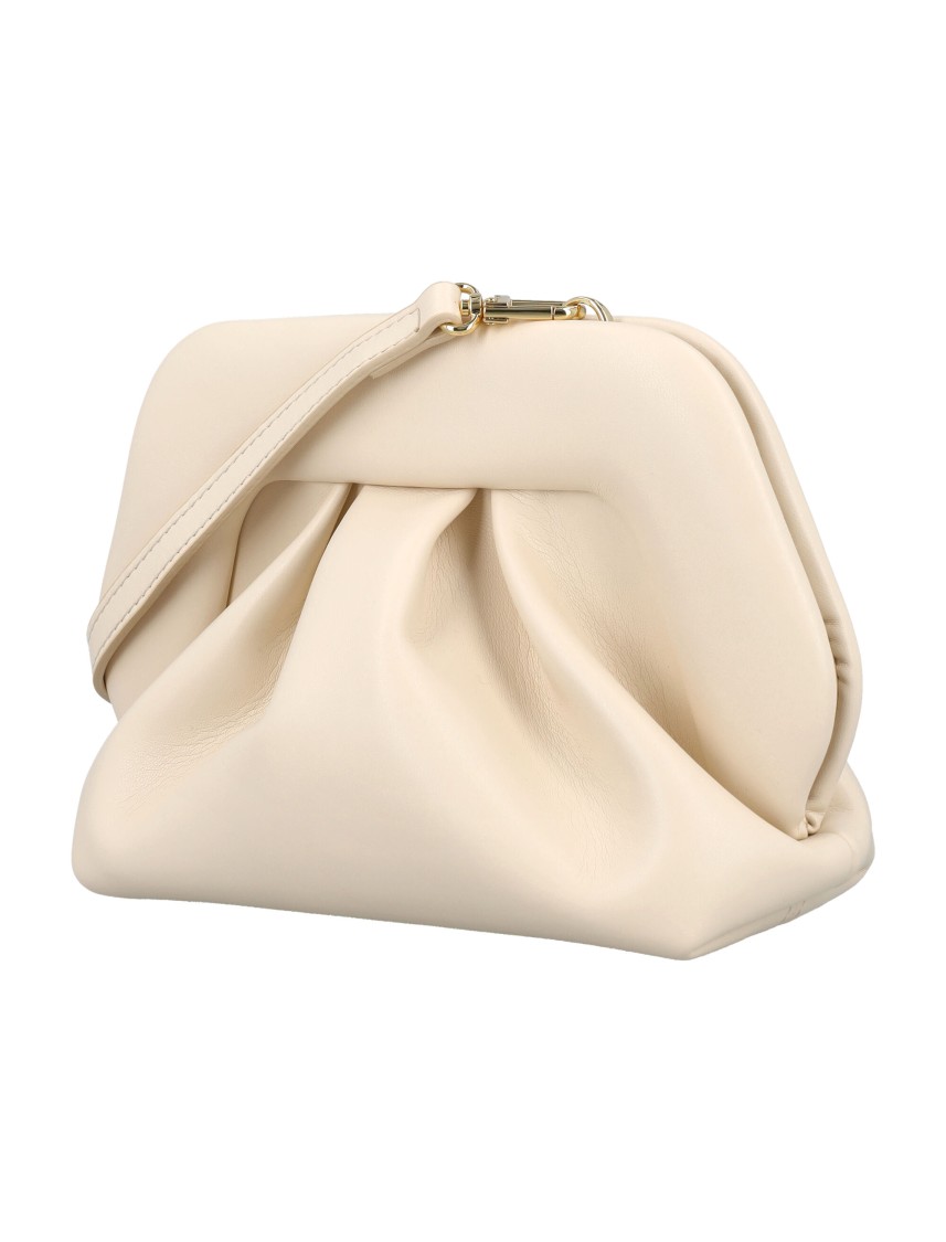 Themoirè Sculptural Gea Clutch With Detachable Shoulder Strap In Neutral