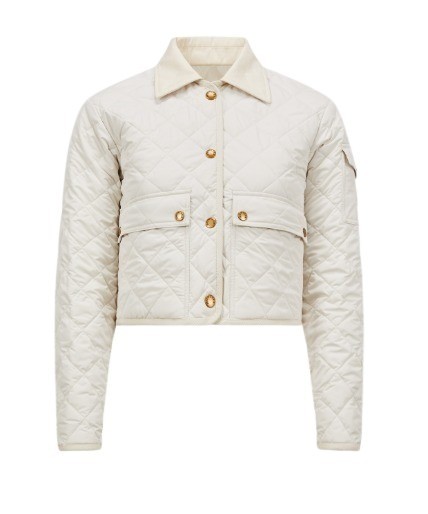 Moncler Cropped Quilted Coat In White