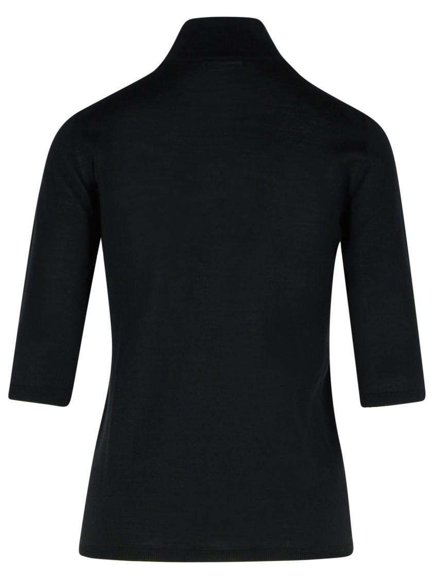 Shop Max Mara Cecina' Beige Virgin Wool Turtleneck Sweater In Black