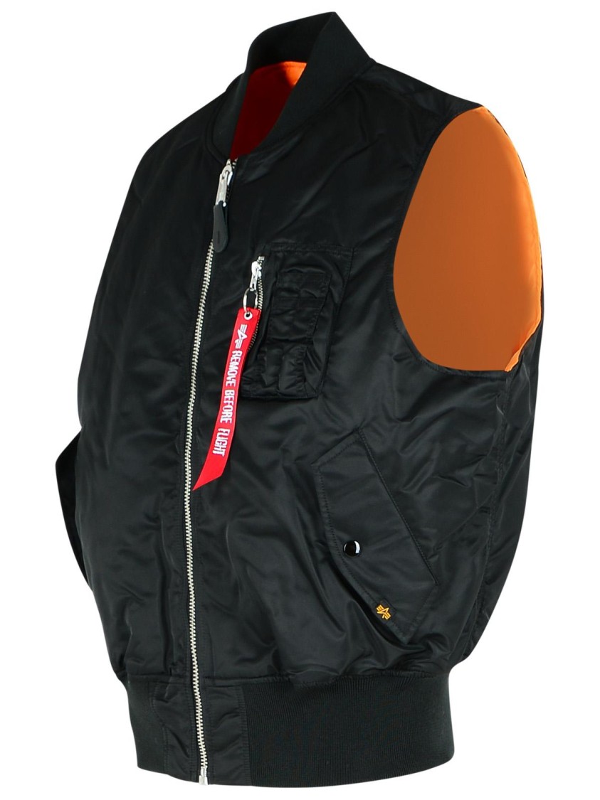Shop Alpha Industries Black Nylon Vest With Ribbed Collar