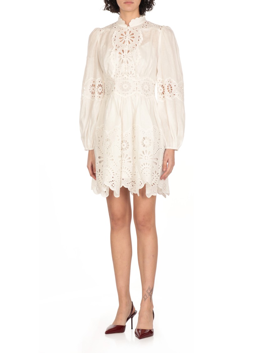 Zimmermann Acacia Broderie Mini Dress Ivory In White