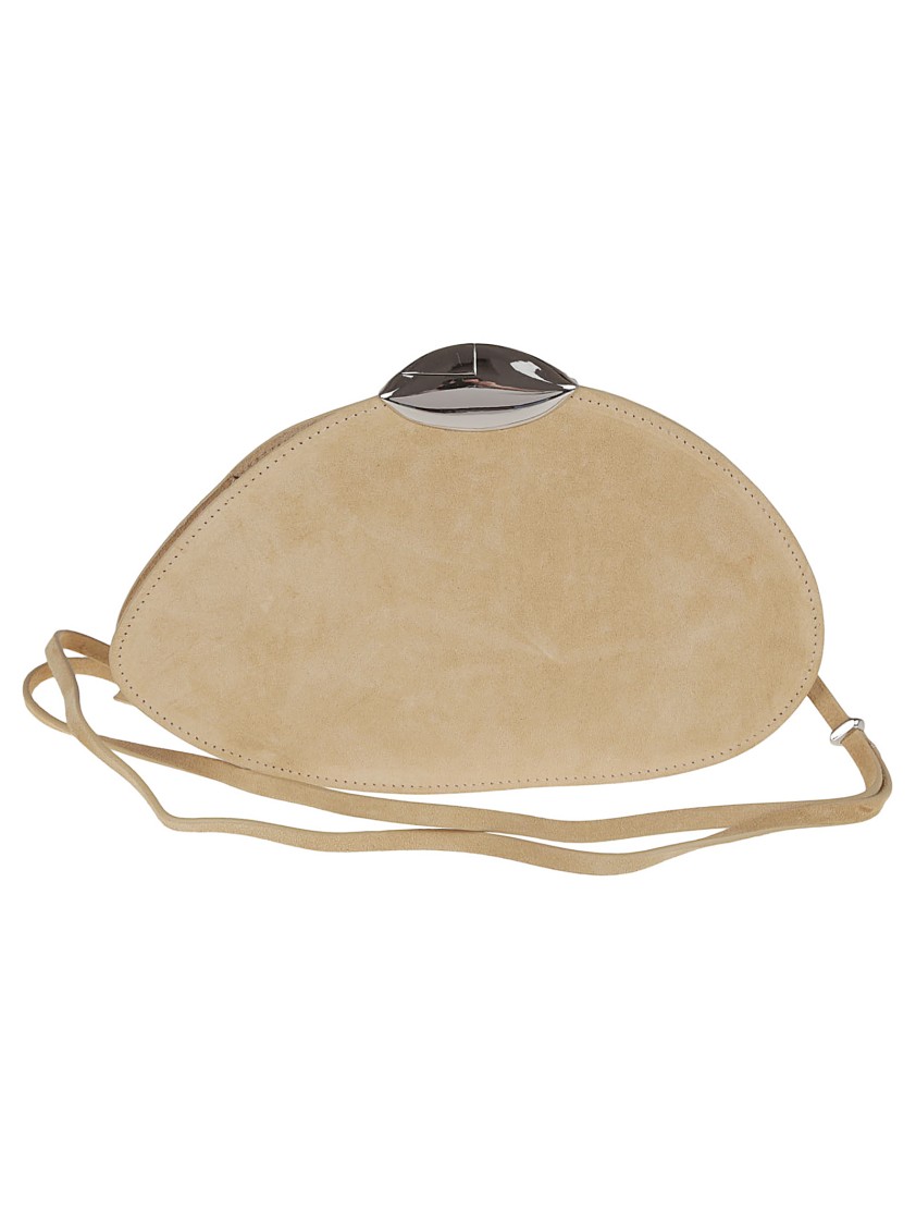 Benedetta Bruzziches Curved Calf Leather And Suede Clutch