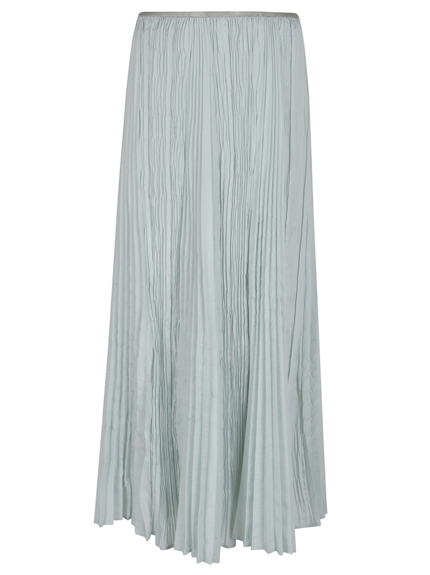 Shop Forte Forte Aqua Blue Ecoviscose Pleated A-line Skirt In Grey
