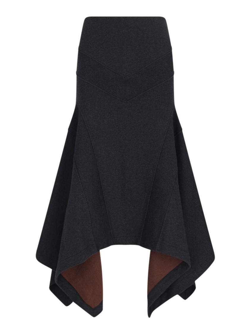 Attico Grey Midi Skirt With Logo Lettering And Handkerchief Hem In Cotton Woman In Gray