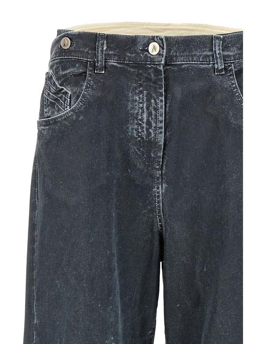 Attico Baggy Leg Cotton Denim Jeans In Black